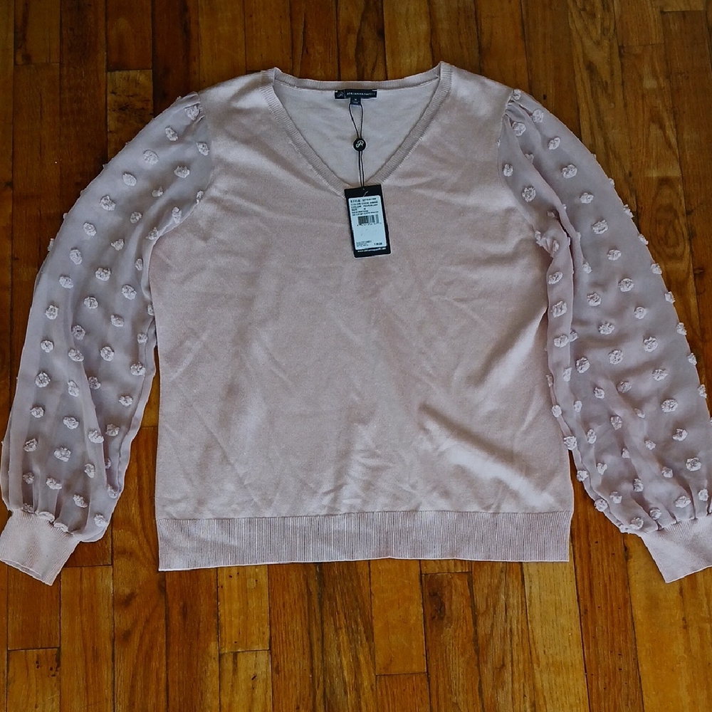 Adrianna Papell Light Pink V-Neck Sweater M NWT - Picture 1 of 4